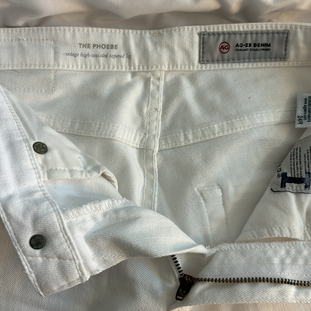 AG White High Waisted Tapered Leg Jeans - Picture 5 of 8